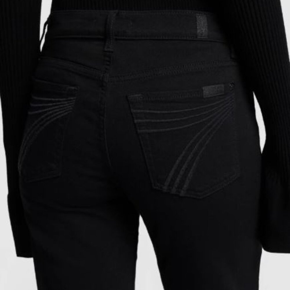 7 For All Mankind Dojo Tailorless Flare, Black 7 Pocket, 34x32, EUC, $229 MSRP
